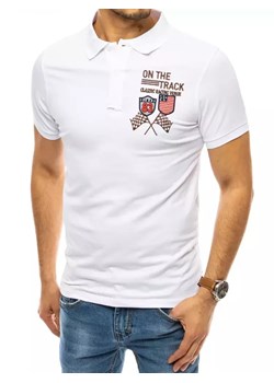Koszulka polo z haftem biała Dstreet PX0452 ze sklepu DSTREET.PL w kategorii T-shirty męskie - zdjęcie 171485377