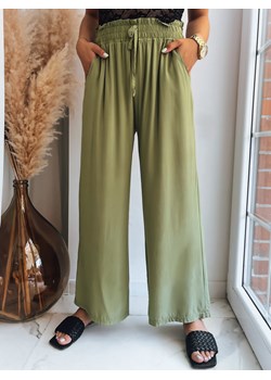 Szerokie spodnie damskie ALANDIS oliwkowe Dstreet UY1547 ze sklepu DSTREET.PL w kategorii Spodnie damskie - zdjęcie 171485535