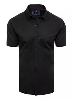 Koszula męska z krótkim rękawem czarna Dstreet KX0992 ze sklepu DSTREET.PL w kategorii Koszule męskie - zdjęcie 171485615
