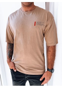 T-shirt męski z nadrukiem cappuccino Dstreet RX5303 ze sklepu DSTREET.PL w kategorii T-shirty męskie - zdjęcie 171485696