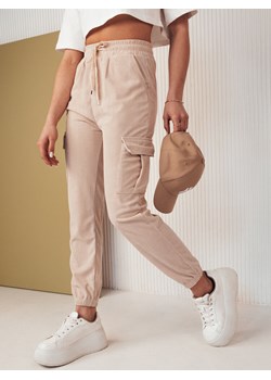 Spodnie damskie dresowe FLAYON beżowe Dstreet UY2059 ze sklepu DSTREET.PL w kategorii Spodnie damskie - zdjęcie 171486816