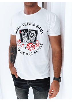 Koszulka męska z nadrukiem biała Dstreet RX5257 ze sklepu DSTREET.PL w kategorii T-shirty męskie - zdjęcie 171486846