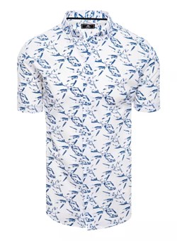 Koszula męska z krótkim rękawem biała Dstreet KX1032 ze sklepu DSTREET.PL w kategorii Koszule męskie - zdjęcie 171487909