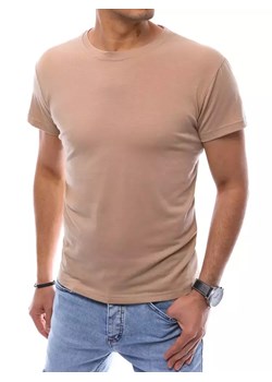 T-shirt męski bez nadruku beżowy RX4894 ze sklepu DSTREET.PL w kategorii T-shirty męskie - zdjęcie 171489307
