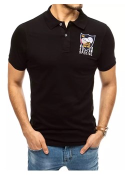 Koszulka polo z haftem czarna Dstreet PX0389 ze sklepu DSTREET.PL w kategorii T-shirty męskie - zdjęcie 171489629