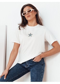 T-shirt damski STAR POWDER ecru Dstreet RY2257 ze sklepu DSTREET.PL w kategorii Bluzki damskie - zdjęcie 171490219