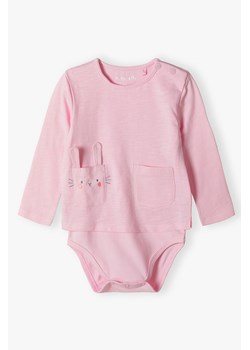 Różowe bluzko-body z króliczkiem - długi rękaw - 5.10.15. ze sklepu 5.10.15 w kategorii Body niemowlęce - zdjęcie 171492557