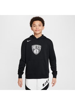 Dzianinowa bluza z kapturem dla dużych dzieci Nike NBA Brooklyn Nets Club - Czerń ze sklepu Nike poland w kategorii Bluzy chłopięce - zdjęcie 171502316