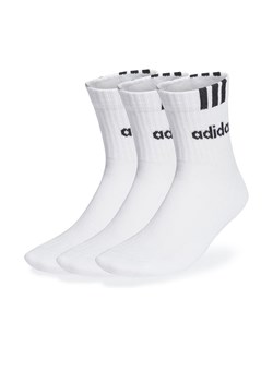Skarpety adidas Sportswear 3-Stripes Linear Half-Crew Cushioned Socks 3Pairs HT3437 - białe ze sklepu streetstyle24.pl w kategorii Skarpetki męskie - zdjęcie 171502687