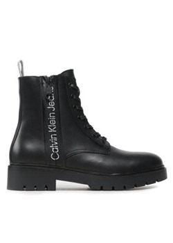 Calvin Klein Jeans Kozaki Combat Mid Laceup Boot W Zip YM0YM00262 Czarny ze sklepu MODIVO w kategorii Buty zimowe męskie - zdjęcie 171508108