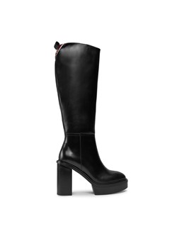 Kozaki Tommy Hilfiger Elevated Plateau Longboot FW0FW07545 Czarny ze sklepu eobuwie.pl w kategorii Kozaki damskie - zdjęcie 171510629