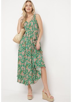 Zielona Sukienka z Wzorem Paisley i Rozkloszowanym Dołem Biamira ze sklepu Born2be Odzież w kategorii Sukienki - zdjęcie 171514228