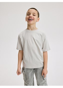 Reserved - Bawełniany t-shirt oversize - jasnoszary ze sklepu Reserved w kategorii T-shirty chłopięce - zdjęcie 171516286