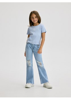 Reserved - T-shirt z haftem - jasnoniebieski ze sklepu Reserved w kategorii Bluzki dziewczęce - zdjęcie 171518085