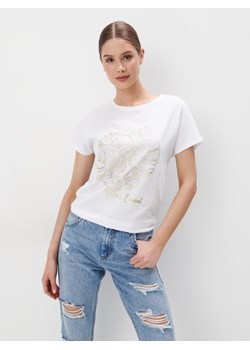 Mohito - T-shirt z błyszczącym nadrukiem - biały ze sklepu Mohito w kategorii Bluzki damskie - zdjęcie 171520116