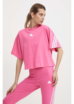 adidas t-shirt bawełniany damski kolor różowy IS3620 ze sklepu ANSWEAR.com w kategorii Bluzki damskie - zdjęcie 171521206