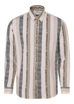 Selected Koszula męska z zawartością lnu - SLHRegnew Mężczyźni Regular Fit Bawełna écru wzorzysty ze sklepu vangraaf w kategorii Koszule męskie - zdjęcie 171521446
