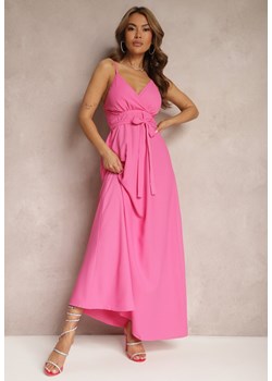 Różowa Kopertowa Sukienka o Rozkloszowanym Fasonie na Ramiączkach Piavana ze sklepu Renee odzież w kategorii Sukienki - zdjęcie 171523488