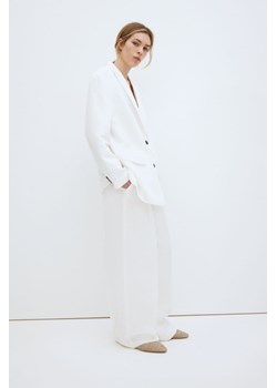 H & M - Eleganckie spodnie z domieszką lnu - Biały ze sklepu H&M w kategorii Spodnie damskie - zdjęcie 171523928