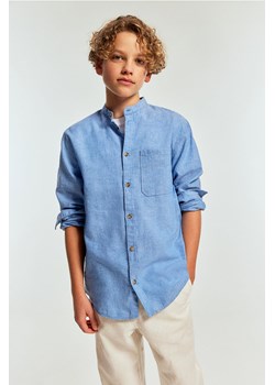 H & M - Koszula z domieszką lnu i ze stójką - Niebieski ze sklepu H&M w kategorii Koszule chłopięce - zdjęcie 171523998