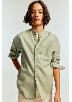 H & M - Koszula z domieszką lnu i ze stójką - Zielony ze sklepu H&M w kategorii Koszule chłopięce - zdjęcie 171524039