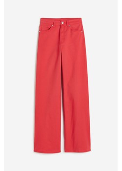 H & M - Szerokie spodnie z diagonalu - Czerwony ze sklepu H&M w kategorii Spodnie damskie - zdjęcie 171524058