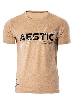 Męska koszulka T-001 - beżowa ze sklepu Risardi w kategorii T-shirty męskie - zdjęcie 171524497