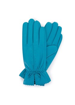 Damskie rękawiczki skórzane z falbanką turkusowe ze sklepu WITTCHEN w kategorii Rękawiczki damskie - zdjęcie 171524977