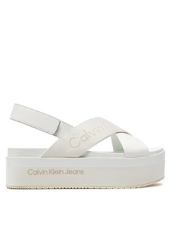 Calvin Klein Jeans Sandały Flatform Sandal Sling In Mr YW0YW01362 Biały ze sklepu MODIVO w kategorii Sandały damskie - zdjęcie 171529867