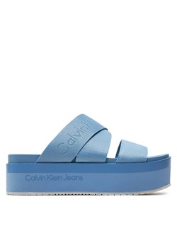 Klapki Calvin Klein Jeans Flatform Sandal Webbing In Mr YW0YW01361 Dusk Blue/Mediterranean Blue 0G0 ze sklepu eobuwie.pl w kategorii Klapki damskie - zdjęcie 171532566