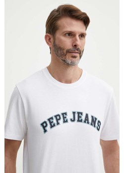 Pepe Jeans t-shirt bawełniany męski kolor beżowy z nadrukiem ze sklepu ANSWEAR.com w kategorii T-shirty męskie - zdjęcie 171535746