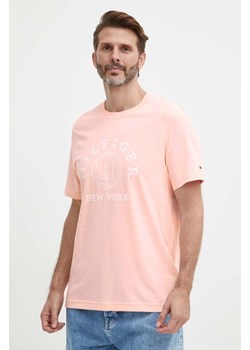 Tommy Hilfiger t-shirt bawełniany męski kolor różowy z nadrukiem MW0MW34437 ze sklepu ANSWEAR.com w kategorii T-shirty męskie - zdjęcie 171535806