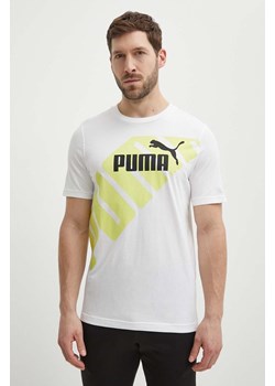 Puma t-shirt bawełniany POWER męski kolor biały wzorzysty 678960 ze sklepu ANSWEAR.com w kategorii T-shirty męskie - zdjęcie 171535836