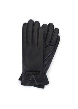 Damskie rękawiczki skórzane z małą kokardką czarne ze sklepu WITTCHEN w kategorii Rękawiczki damskie - zdjęcie 171536209