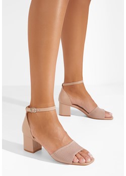 Khaki sandały na słupku Siera ze sklepu Zapatos w kategorii Sandały damskie - zdjęcie 171536768