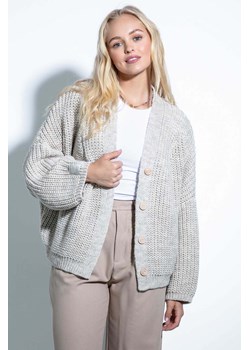 Krótki kardigan damski z guzikami oversize beżowy ze sklepu 5.10.15 w kategorii Swetry damskie - zdjęcie 171536815