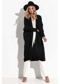 Prosty długi kardigan z kieszeniami Fobya czarny ze sklepu 5.10.15 w kategorii Swetry damskie - zdjęcie 171536816