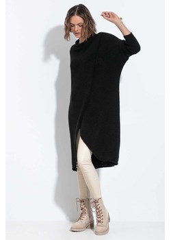 Długi sweter dzianinowy z rozcięciem - czarny ze sklepu 5.10.15 w kategorii Swetry damskie - zdjęcie 171536869