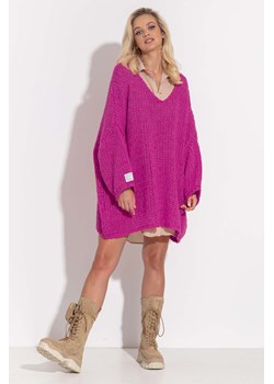 Różowy długi sweter - tunika oversize Fobya ze sklepu 5.10.15 w kategorii Swetry damskie - zdjęcie 171536887