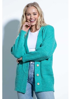Zielony kardigan zapinany na guziki z kieszeniami Fobya ze sklepu 5.10.15 w kategorii Swetry damskie - zdjęcie 171536899