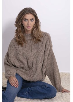 Sweter damski oversize brązowy z półgolfem Fobya ze sklepu 5.10.15 w kategorii Swetry damskie - zdjęcie 171536938