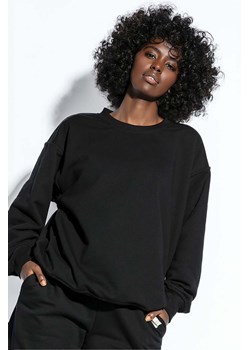 Klasyczna bluza dresowa z okrągłym dekoltem czarna Fobya ze sklepu 5.10.15 w kategorii Bluzy damskie - zdjęcie 171536945