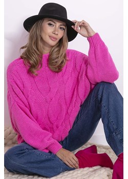 Sweter damski oversize różowy z półgolfem Fobya ze sklepu 5.10.15 w kategorii Swetry damskie - zdjęcie 171536969