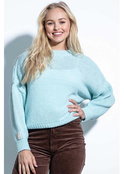 Krótki dzianinowy sweter damski niebieski Fobya ze sklepu 5.10.15 w kategorii Swetry damskie - zdjęcie 171536988