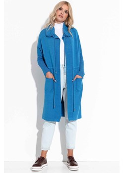 Kardigan z kieszeniami i troczkami niebieski Fobya ze sklepu 5.10.15 w kategorii Swetry damskie - zdjęcie 171537037