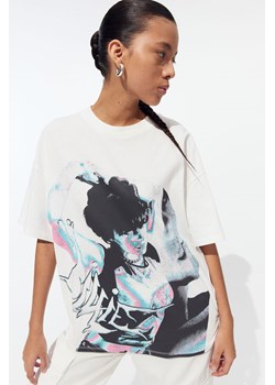 H & M - T-shirt oversize z nadrukiem - Biały ze sklepu H&M w kategorii Bluzki damskie - zdjęcie 171537375