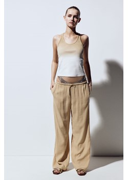 H & M - Krepowane spodnie bez zapięcia - Beżowy ze sklepu H&M w kategorii Spodnie damskie - zdjęcie 171537577