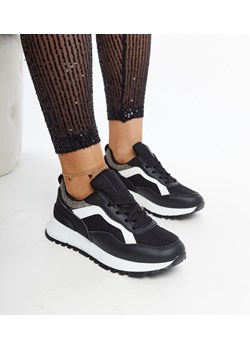 Czarne sneakersy na platformie z brokatem Evelia ze sklepu gemre w kategorii Buty sportowe damskie - zdjęcie 171541375