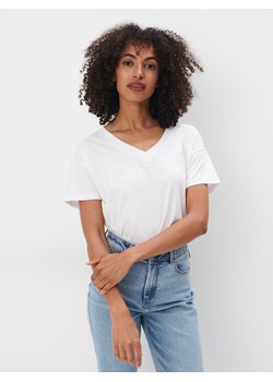 Mohito - Bawełniany t-shirt - biały ze sklepu Mohito w kategorii Bluzki damskie - zdjęcie 171543368