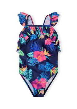 Granatowy jednoczęściowy kostium kąpielowy z kwiatami ze sklepu 5.10.15 w kategorii Stroje kąpielowe - zdjęcie 171545957